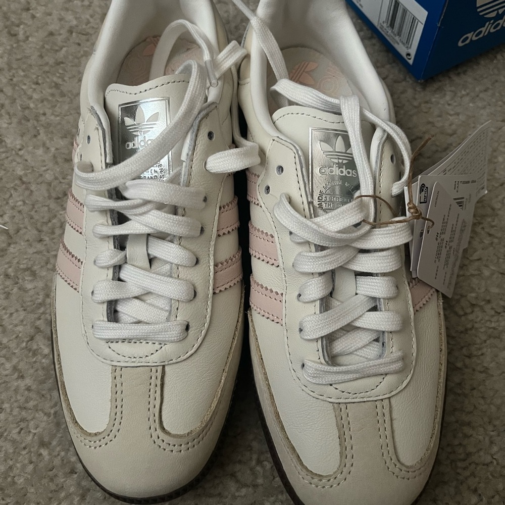 Adidas Women's White and Pink Sneakers